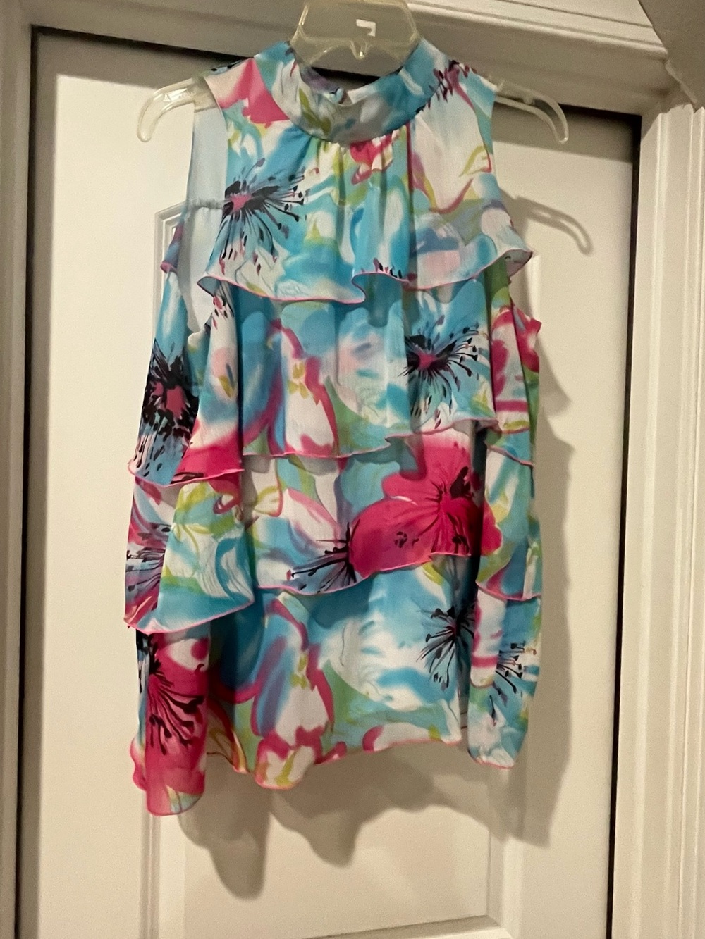 Floral Ruffle Tiered Sleeveless Top - Multi